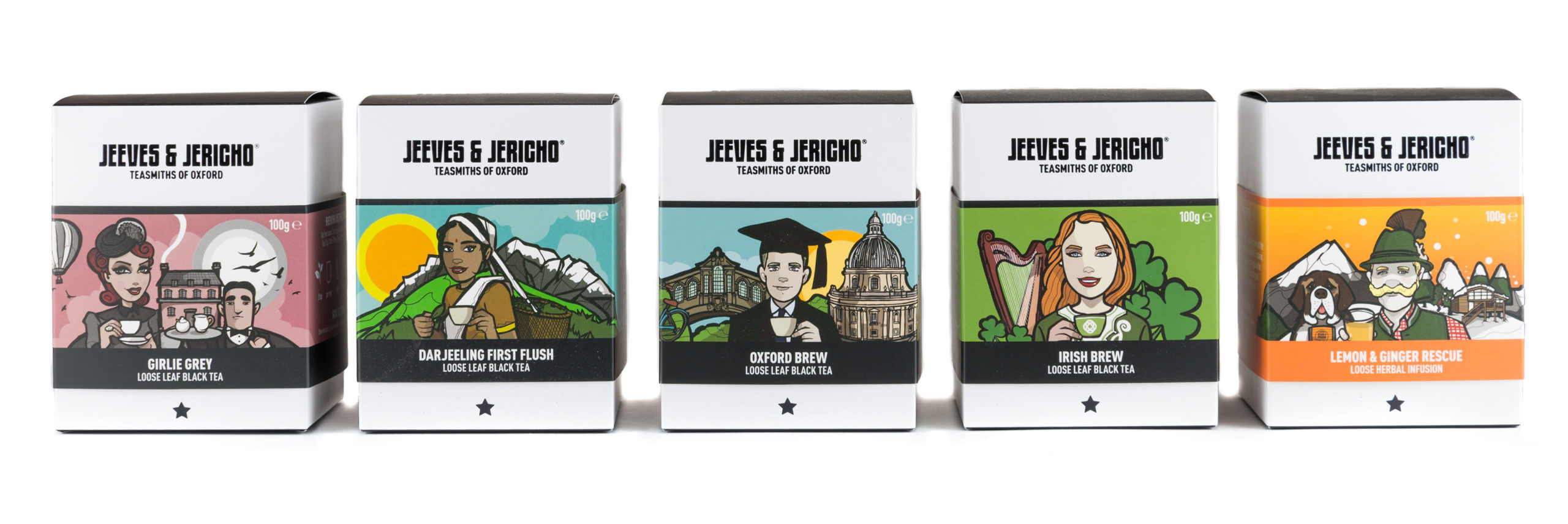 Jeeves and Jericho Tea branding and packaging